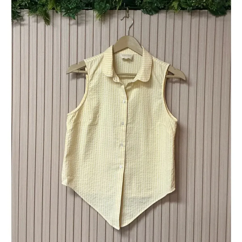 Sezane Sleeveless Tie-Front Blouse Yellow Size EU 38 / US 6
